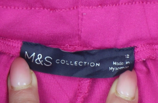 Marks and Spencer Womens Pink Wide Leg Jogger Trousers Size 12