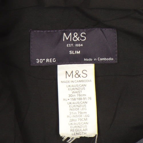 Marks and Spencer Men’s Blue Slim Fit Wool Blend Dress Trousers 30W 31L