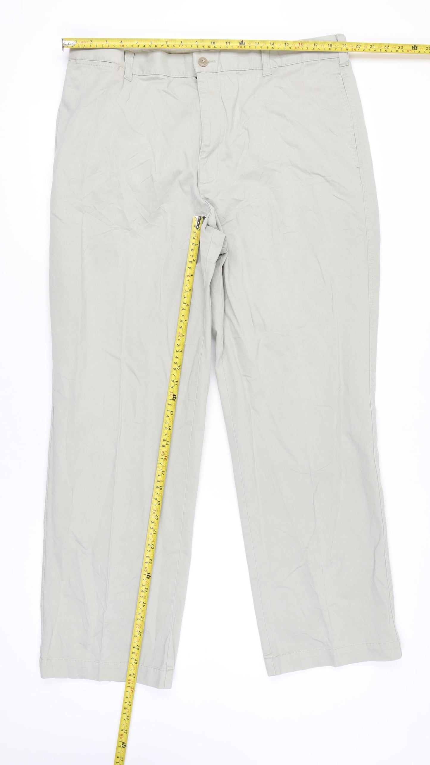 Marks and Spencer Men's Beige Chino Trousers 40W 31L Regular Fit