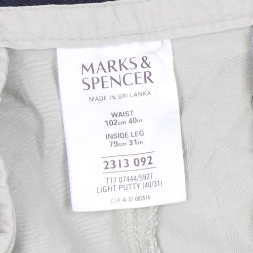 Marks and Spencer Men's Beige Chino Trousers 40W 31L Regular Fit