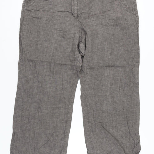 Monsoon Womens Grey Linen Straight Leg Plus Size 22 Trousers