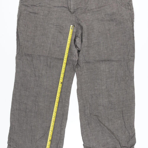 Monsoon Womens Grey Linen Straight Leg Plus Size 22 Trousers