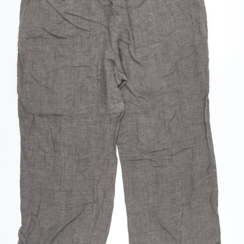 Monsoon Womens Grey Linen Straight Leg Plus Size 22 Trousers