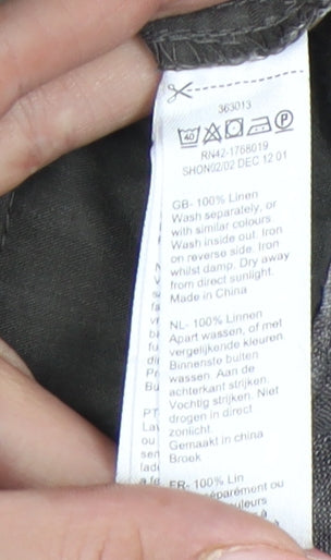 Monsoon Womens Grey Linen Straight Leg Plus Size 22 Trousers