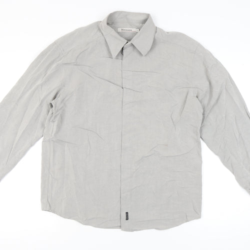 Matinique Men’s Grey L Long Sleeve Button-Up Shirt Rayon Blend