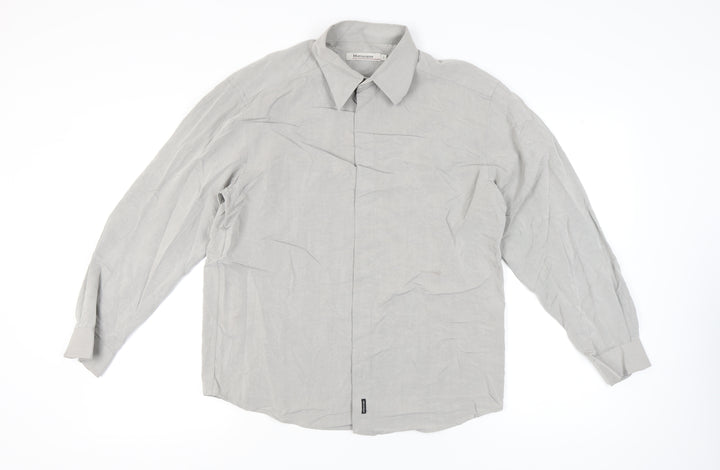 Matinique Men’s Grey L Long Sleeve Button-Up Shirt Rayon Blend