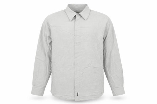 Front view of Matinique Men’s Grey L Long Sleeve Button-Up Shirt Rayon Blend