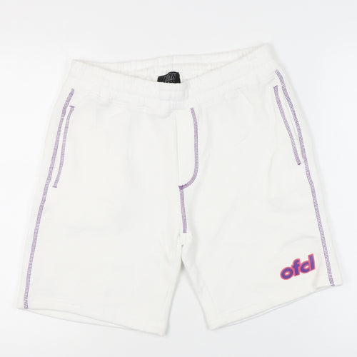 MAN Skate Mens White Sweat Shorts M Elastic Waist Casual
