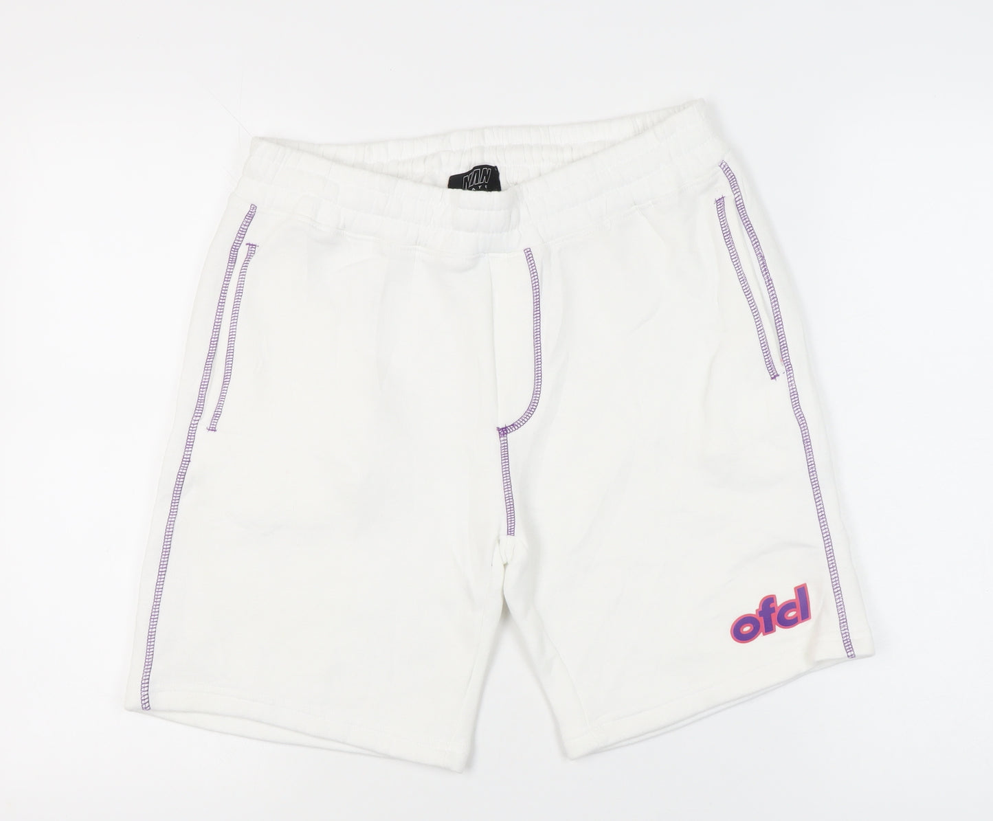 MAN Skate Mens White Sweat Shorts M Elastic Waist Casual