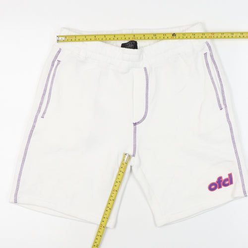 MAN Skate Mens White Sweat Shorts M Elastic Waist Casual