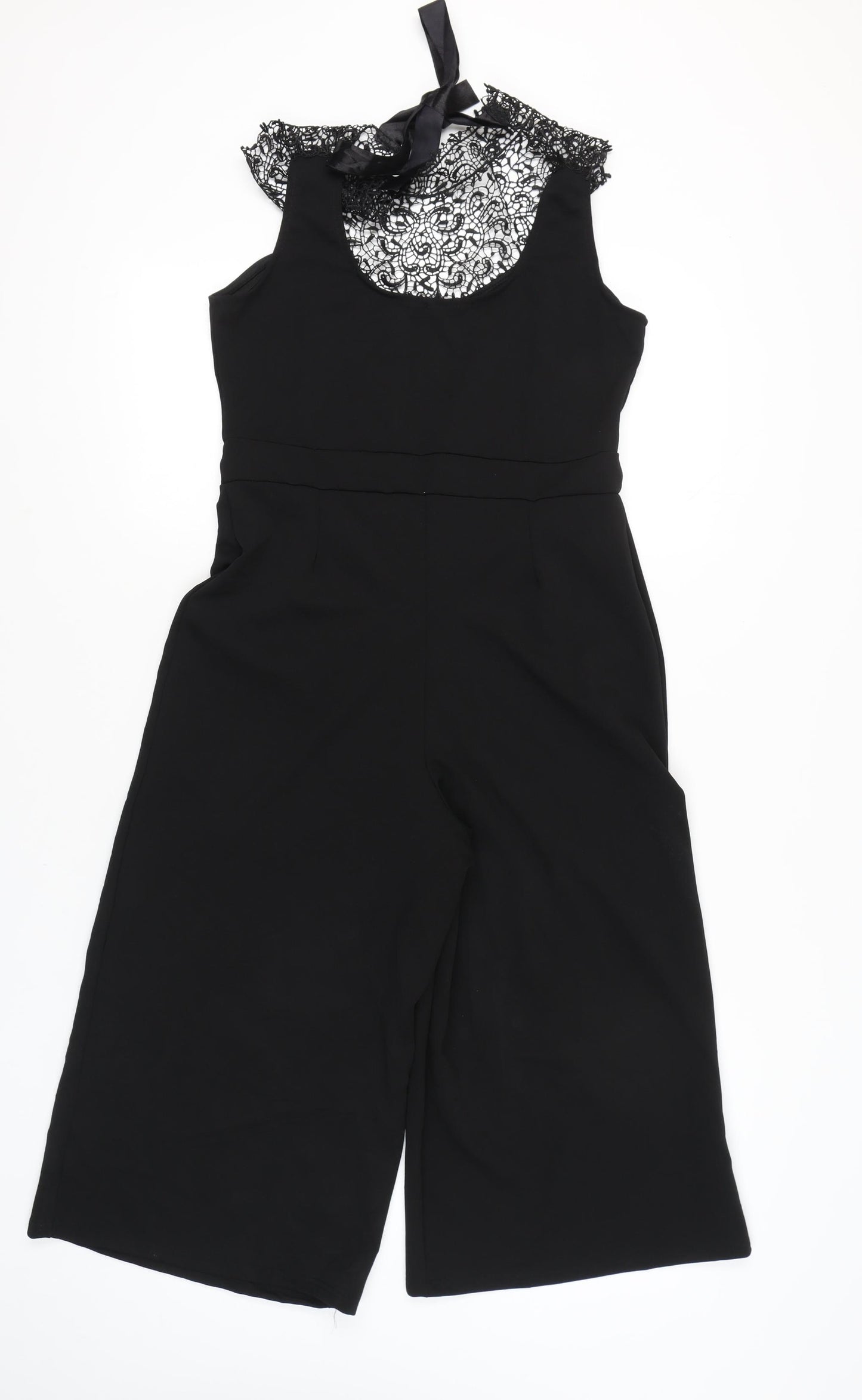 Boohoo Women’s Black Lace Wide-Leg Jumpsuit UK 14 Party Cocktail
