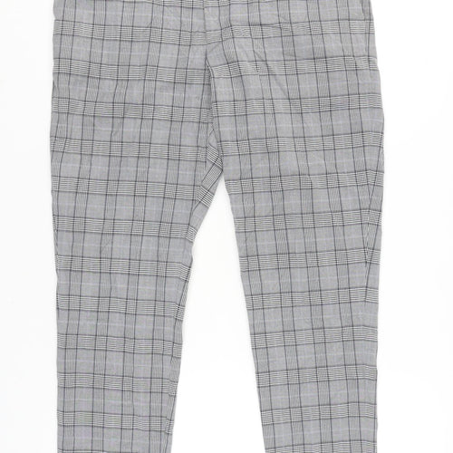 H&M Mens Grey Check Slim Fit Chino Trousers Size 33 Straight Leg