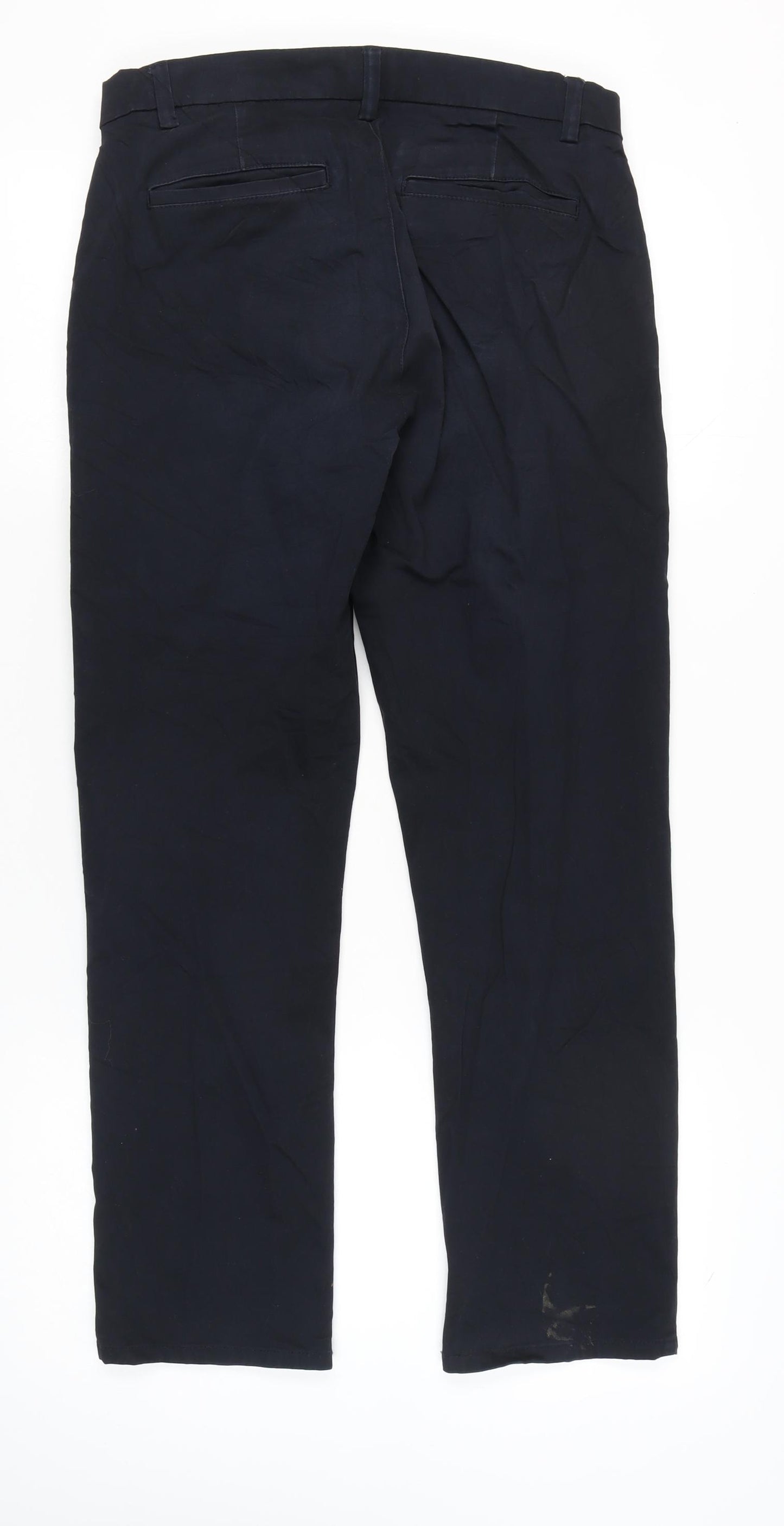 Next Men's Black Chino Trousers 34R Straight Fit Cotton Blend