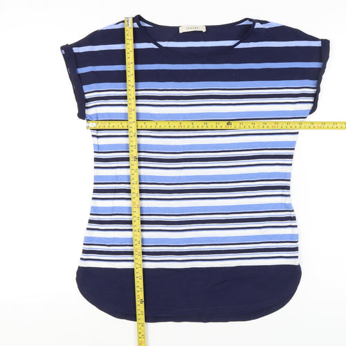 Oasis Womens Blue Striped T-Shirt Small Cap Sleeve Casual Top