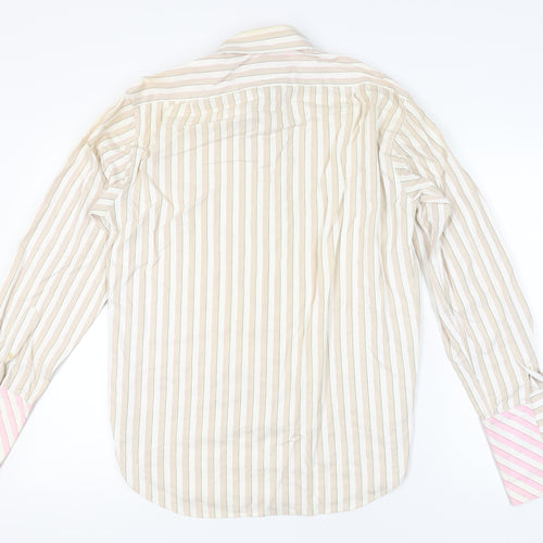 Ted Baker Men’s Beige Striped Cotton Long Sleeve Dress Shirt Size 16