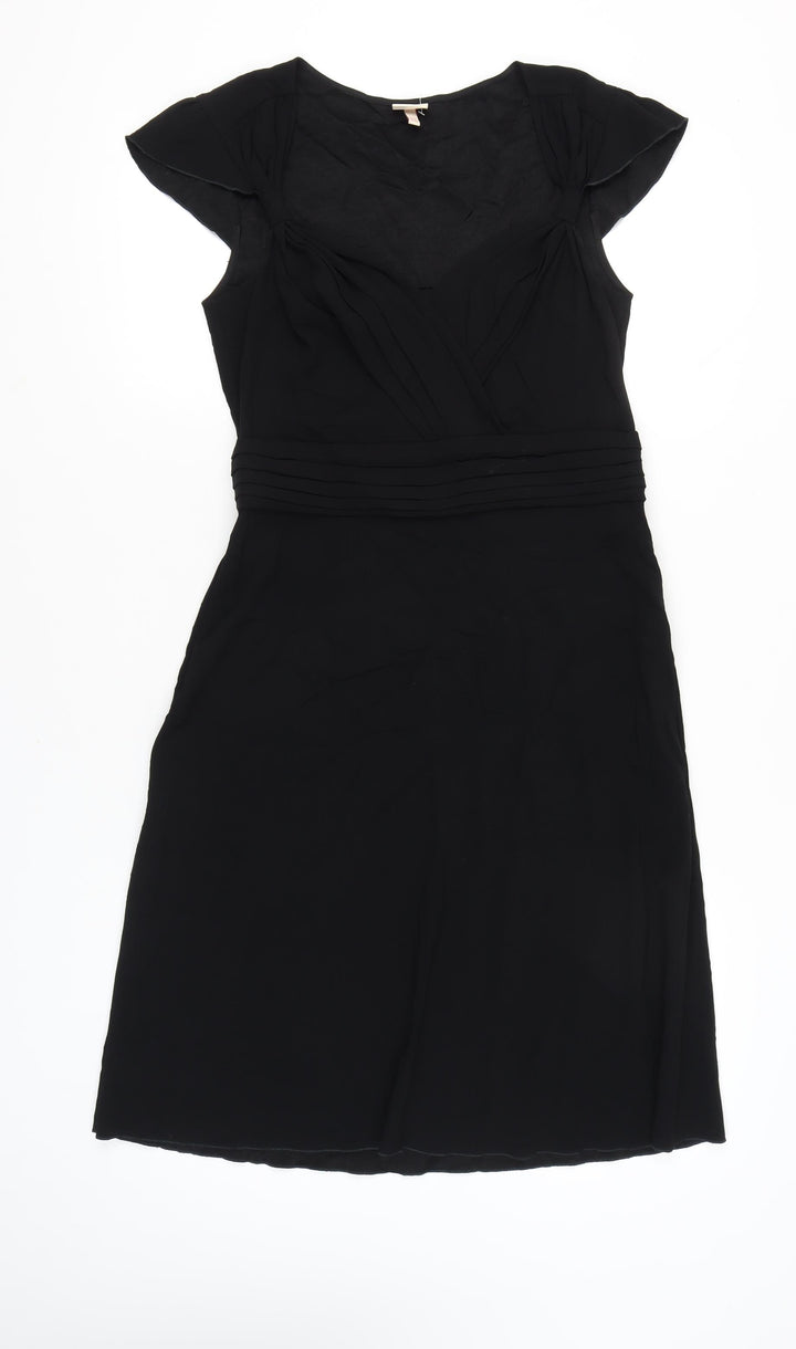 Whistles Women Black Size 12 Sheath Knee Length Dress Classic