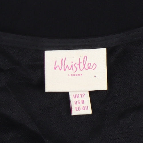 Whistles Women Black Size 12 Sheath Knee Length Dress Classic