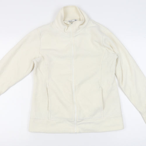 ea Womens White Fleece Full Zip Basic Jacket Size M Regular Fit