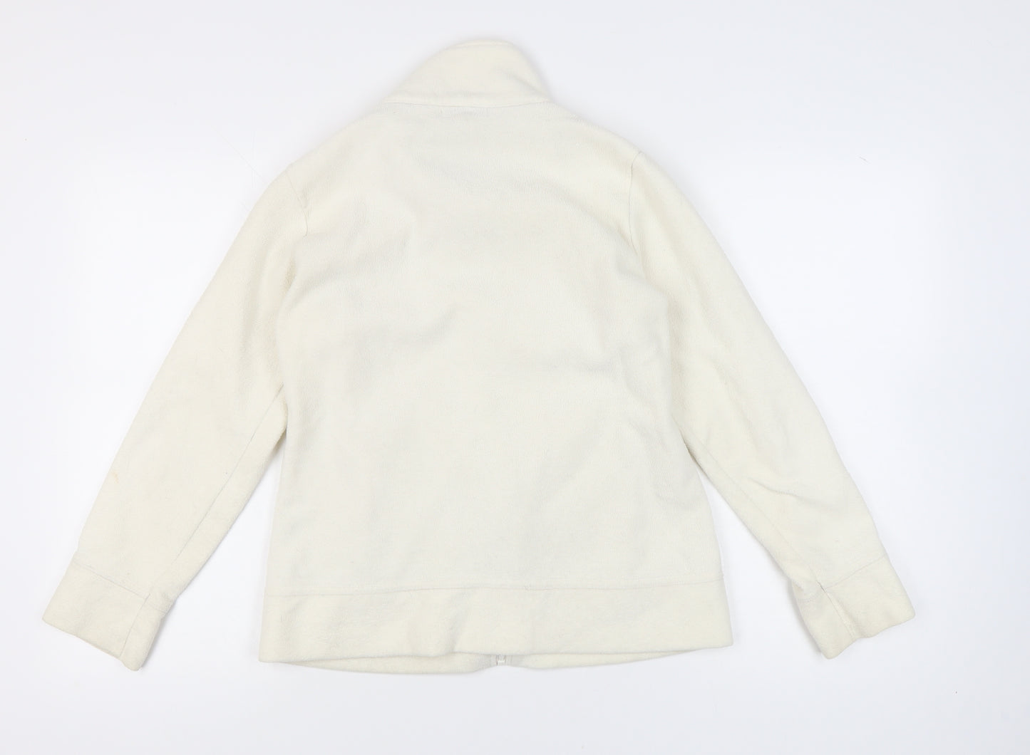 ea Womens White Fleece Full Zip Basic Jacket Size M Regular Fit