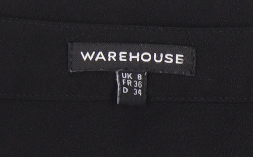 Warehouse Women’s Black UK 8 3/4 Sleeve Basic T-Shirt Polyester Blend