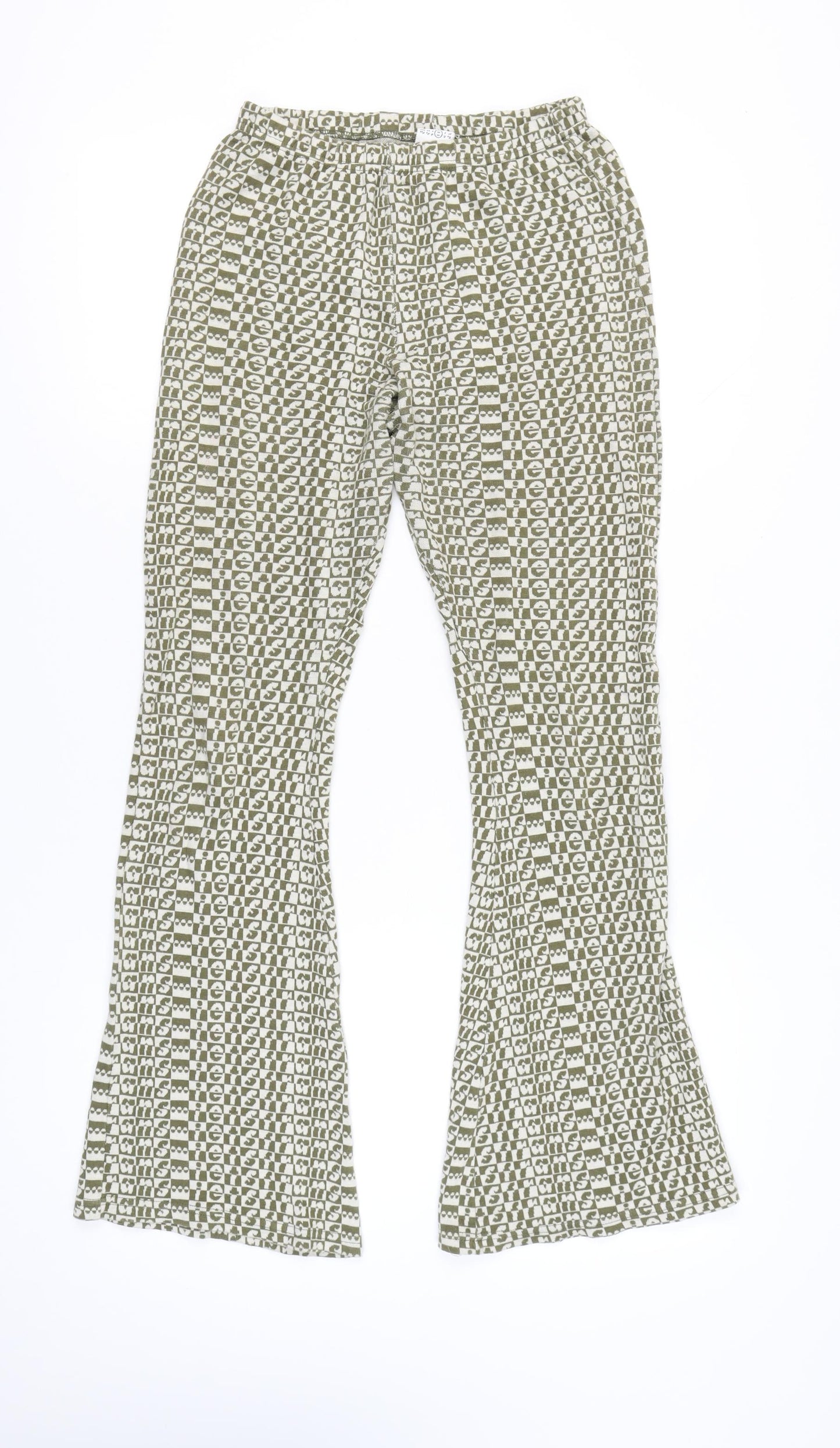 iets frans Women’s Green Logo Print Mid Rise Jersey Leggings M