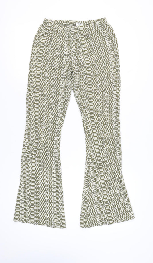 iets frans Women’s Green Logo Print Mid Rise Jersey Leggings M