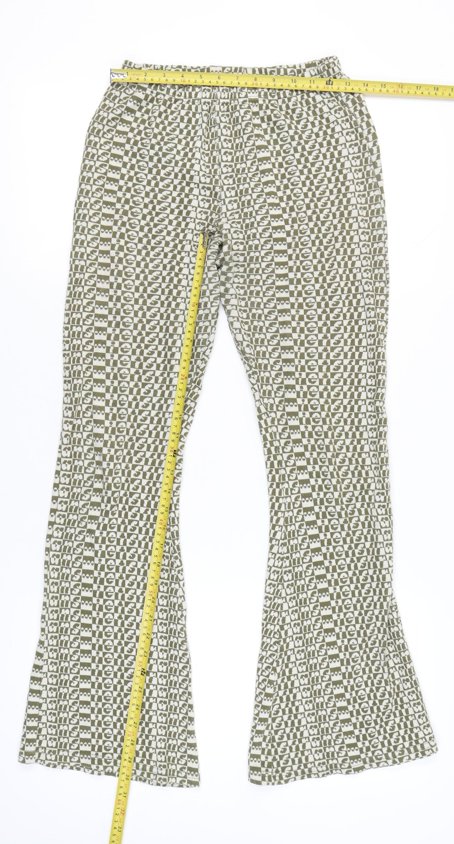 iets frans Women’s Green Logo Print Mid Rise Jersey Leggings M