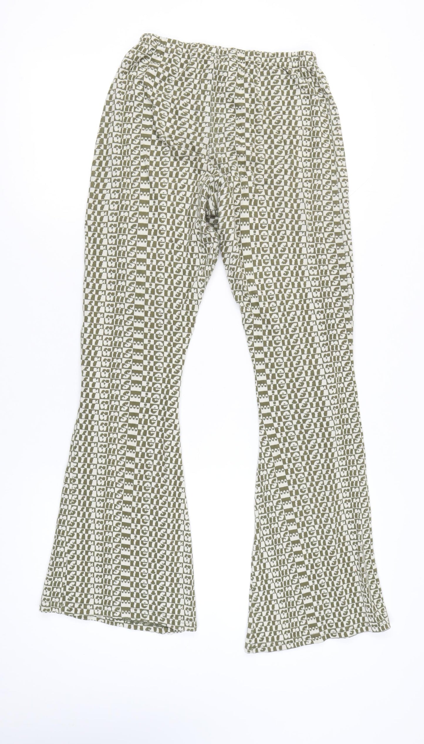 iets frans Women’s Green Logo Print Mid Rise Jersey Leggings M