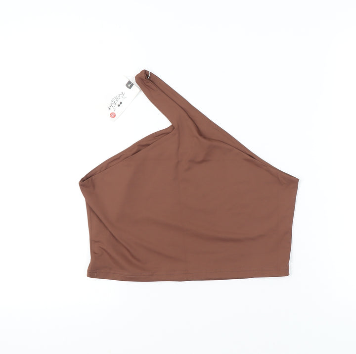 Reoria Women’s Brown One Shoulder Camisole Tank Top 2XL Slim Fit
