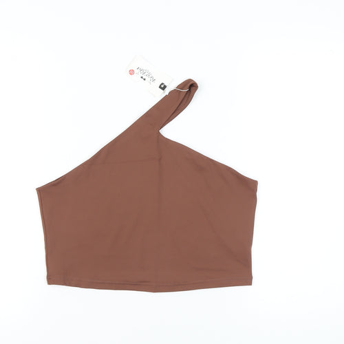 Reoria Women’s Brown One Shoulder Camisole Tank Top 2XL Slim Fit