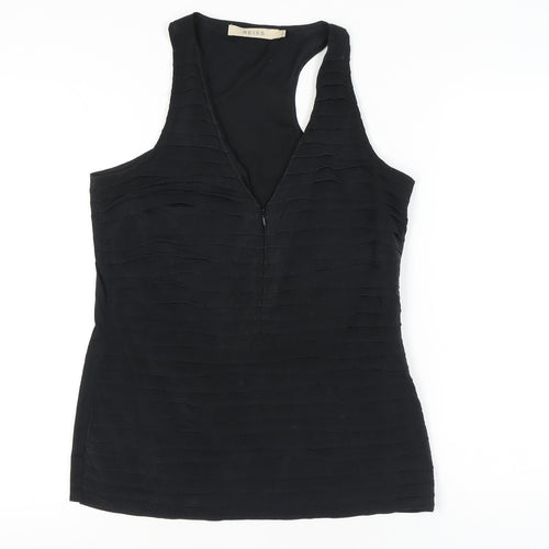 Reiss Womens Black Size 10 Sleeveless V-Neck Silk Tank Top