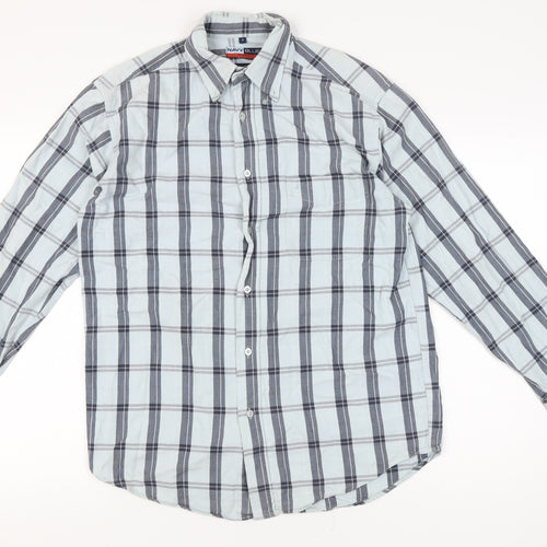Jeff & Co Men’s Blue Check Cotton Button-Up Shirt Size S