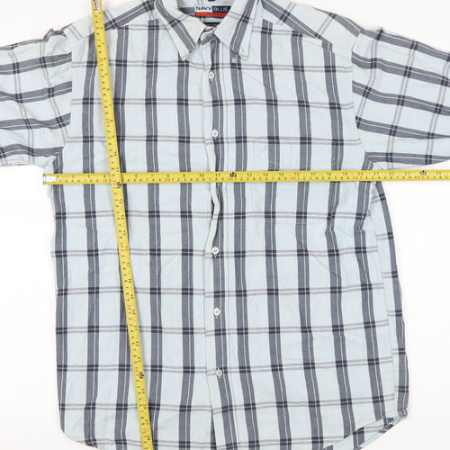 Jeff & Co Men’s Blue Check Cotton Button-Up Shirt Size S