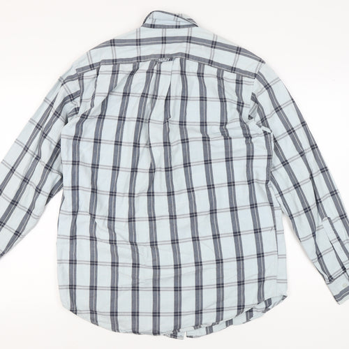 Jeff & Co Men’s Blue Check Cotton Button-Up Shirt Size S