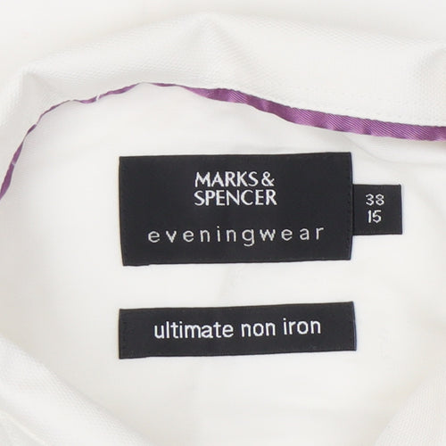 Marks & Spencer Men’s White Cotton Long Sleeve Formal Dress Shirt 15in 38cm