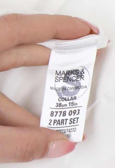 Marks & Spencer Men’s White Cotton Long Sleeve Formal Dress Shirt 15in 38cm