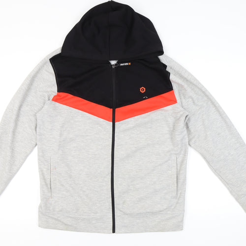 Jack & Jones Men’s XL Grey Black Red Full Zip Hoodie Jacket