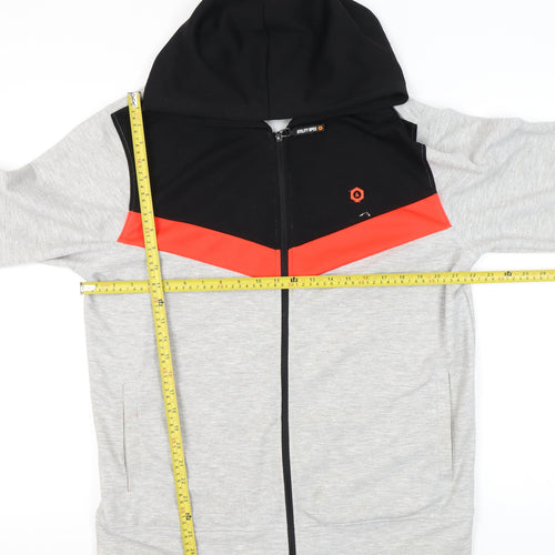 Jack & Jones Men’s XL Grey Black Red Full Zip Hoodie Jacket