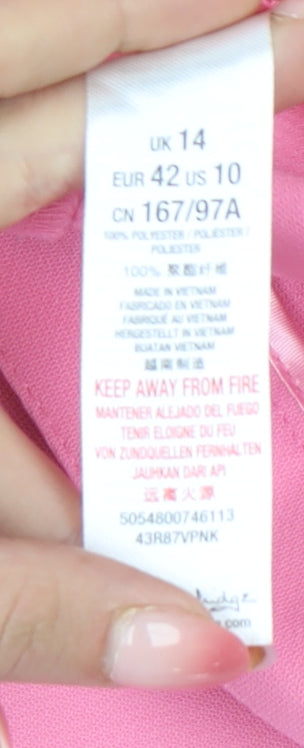 Miss Selfridge Womens Pink Size 14 Straight Leg Trousers