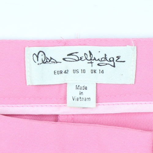 Miss Selfridge Womens Pink Size 14 Straight Leg Trousers