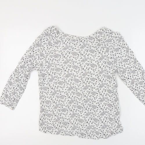 Fat Face Womens White Floral Tunic Blouse Scoop Neck UK 10