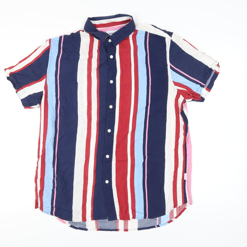 Jack & Jones Men’s Multicoloured XL Striped Short Sleeve Button-Up Shirt
