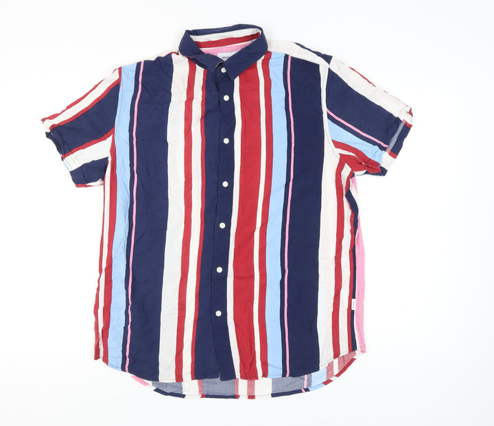 Jack & Jones Men’s Multicoloured XL Striped Short Sleeve Button-Up Shirt