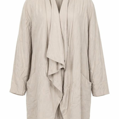 Zara Woman Beige Coatigan Women Size 8 Lyocell Linen Relaxed Fit