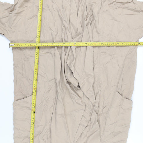Zara Woman Beige Coatigan Women Size 8 Lyocell Linen Relaxed Fit