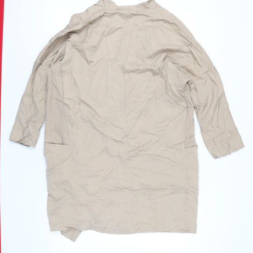 Zara Woman Beige Coatigan Women Size 8 Lyocell Linen Relaxed Fit