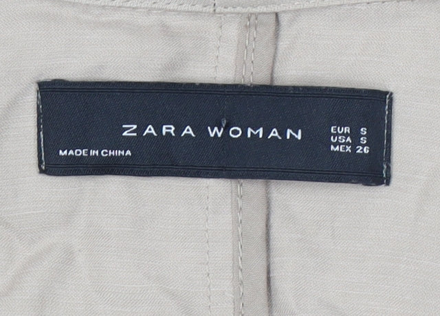 Zara Woman Beige Coatigan Women Size 8 Lyocell Linen Relaxed Fit