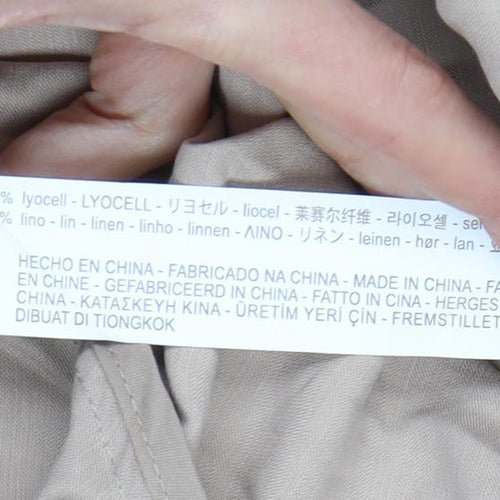 Zara Woman Beige Coatigan Women Size 8 Lyocell Linen Relaxed Fit