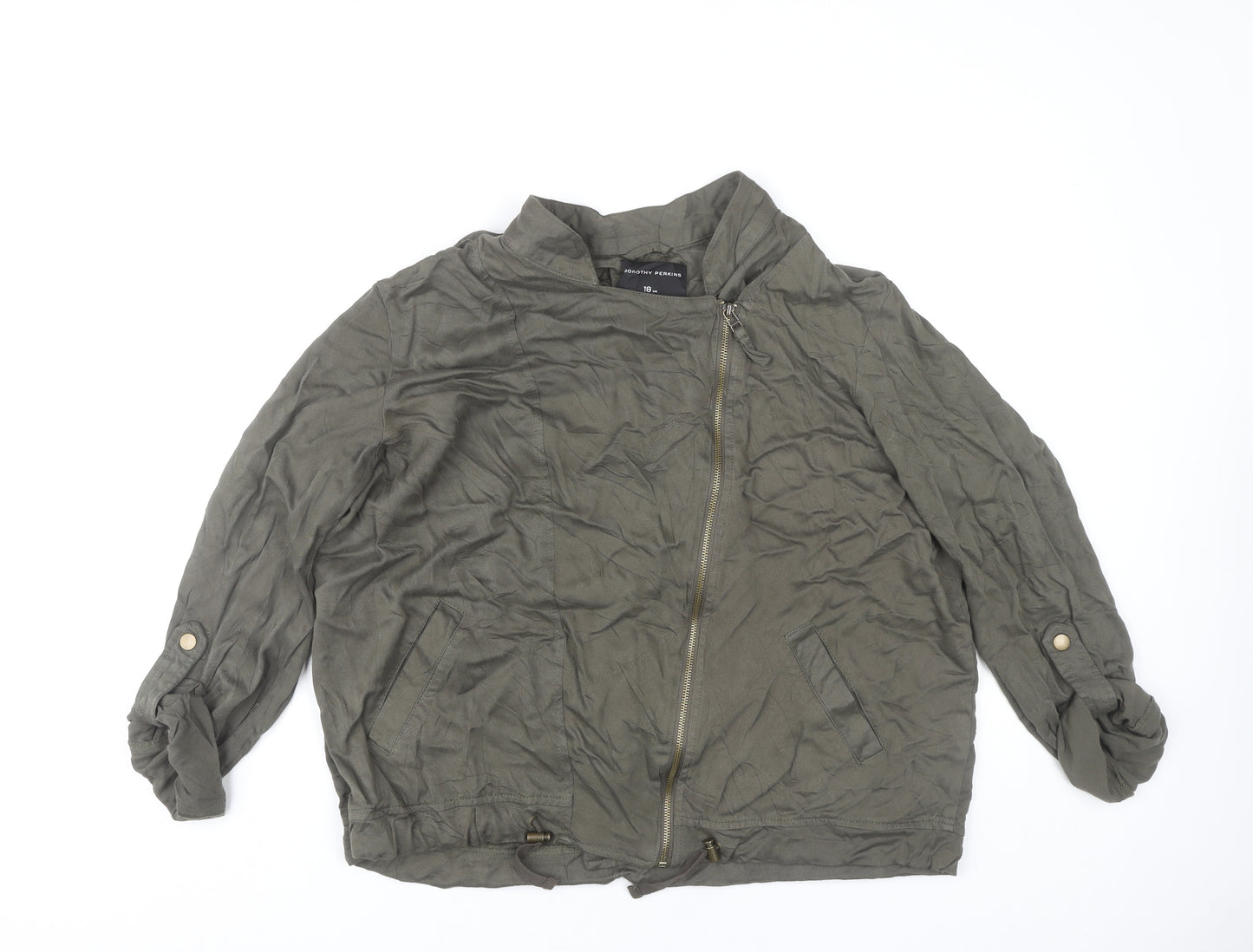 Dorothy Perkins Women’s Green Viscose Biker Jacket Size 18