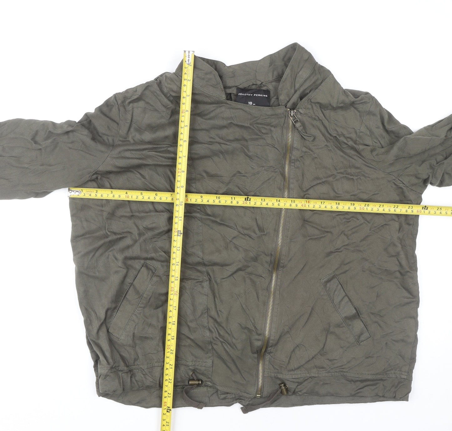 Dorothy Perkins Women’s Green Viscose Biker Jacket Size 18